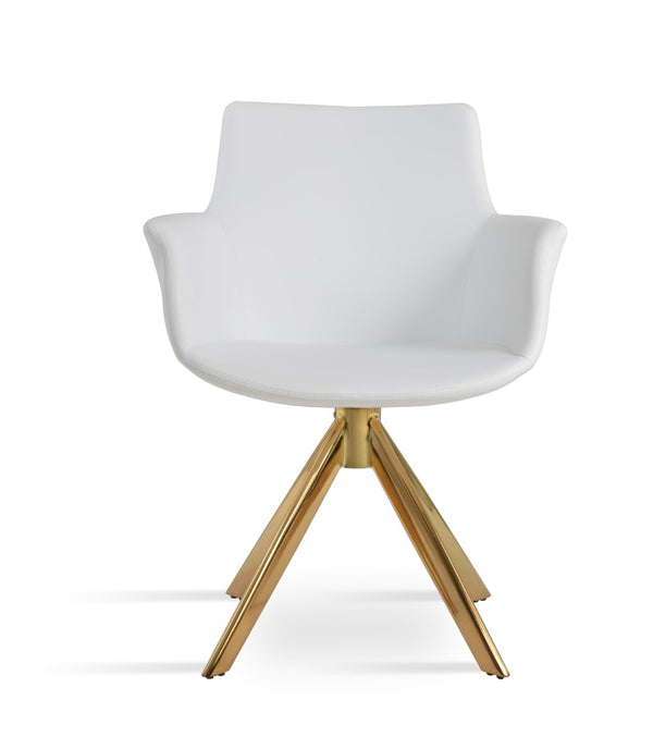 Soho Concept Bottega Arm (Large) Office Chair – Stylish Leatherette Design With Steel Base & 2-year Warranty Gold,White  Soho-concept-dining-chair-01478