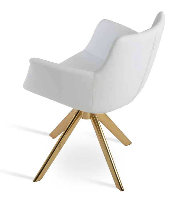 Soho Concept Bottega Arm (Large) Office Chair – Stylish Leatherette Design With Steel Base & 2-year Warranty Gold,White  Soho-concept-dining-chair-01478