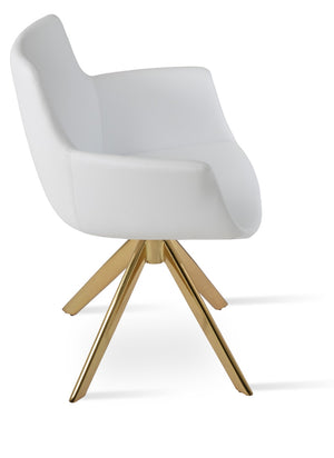 Soho Concept Bottega Arm (Large) Office Chair – Stylish Leatherette Design With Steel Base & 2-year Warranty Gold,White  Soho-concept-dining-chair-01478