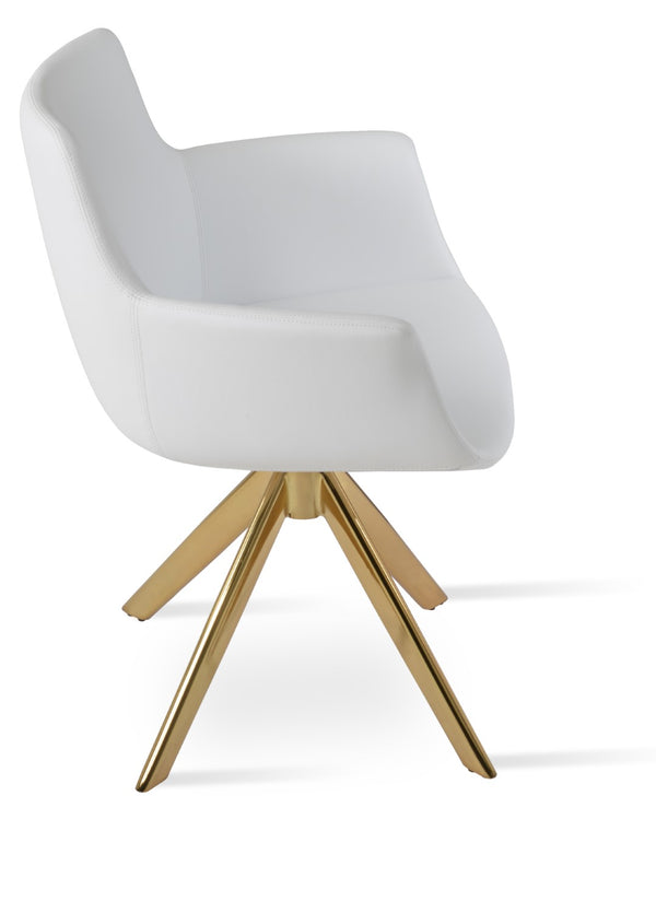 Soho Concept Bottega Arm (Large) Office Chair – Stylish Leatherette Design With Steel Base & 2-year Warranty Gold,White  Soho-concept-dining-chair-01478