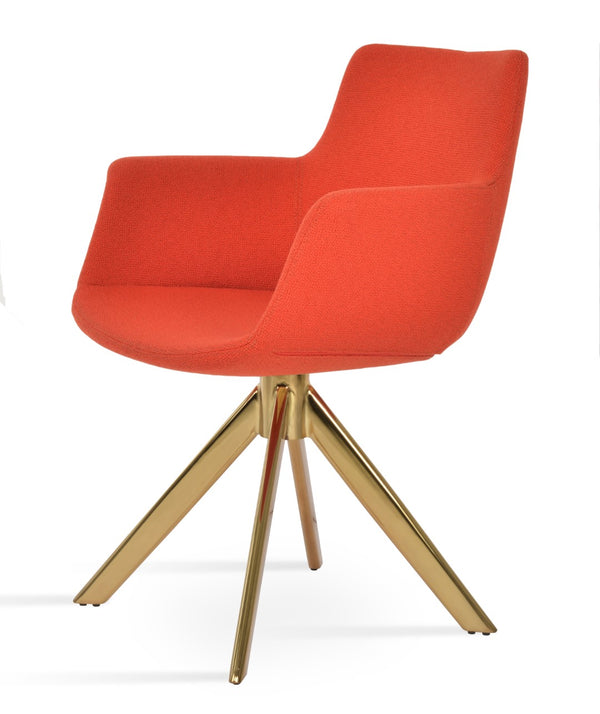 Soho Concept Bottega Arm Office Chair With Genuine Leather & Camira Yoredale Fabric - 10-year Guarantee, Stylish! Gold,Orange  Soho-concept-dining-chair-01473