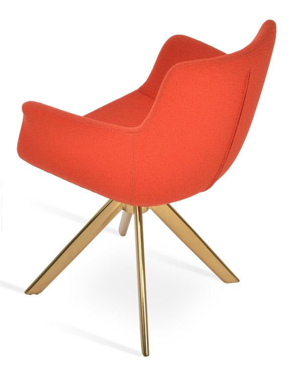 Soho Concept Bottega Arm Office Chair With Genuine Leather & Camira Yoredale Fabric - 10-year Guarantee, Stylish! Gold,Orange  Soho-concept-dining-chair-01473