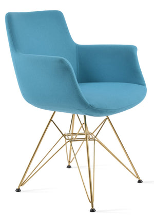 Soho Concept Bottega Arm Office Chair - Stylish Adjustable Dining Chair In Wool & Boucle Fabrics, 10-year Warranty Gold,Turquoise  Soho-concept-dining-chair-01490