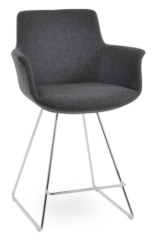 Soho Concept Bottega Ergonomic Arm Barstools & Counterstools - Adjustable Heights, Premium Wool Fabrics, 10-year Guarantee Chrome,Dark Grey  Soho-concept-dining-chair-10675