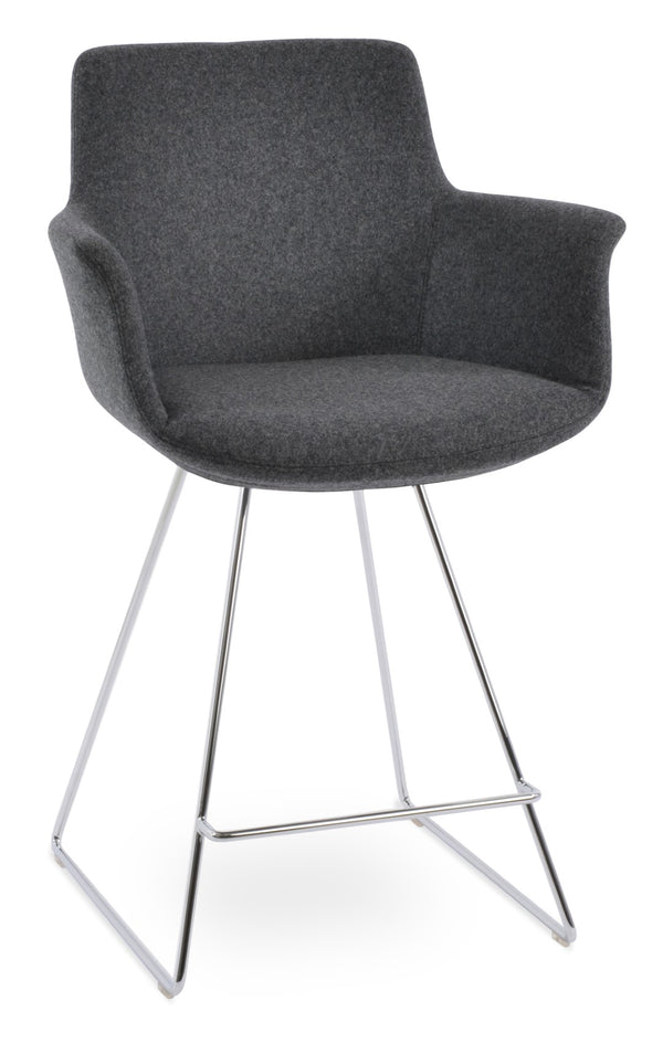 Soho Concept Bottega Ergonomic Arm Barstools & Counterstools - Adjustable Heights, Premium Wool Fabrics, 10-year Guarantee Chrome,Dark Grey  Soho-concept-dining-chair-10675