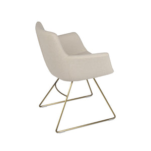 Soho Concept Bottega Arm Office Chair - Stylish Comfort With Adjustable Height, Premium Fabrics & 10-year Warranty Brass,White  Soho-concept-dining-chair-01501