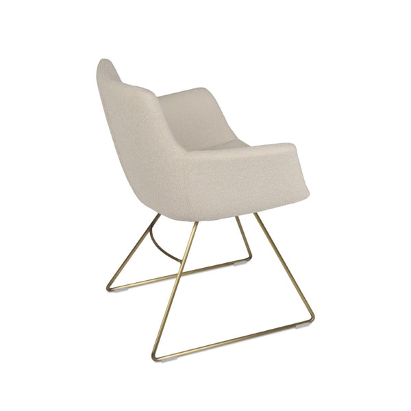 Soho Concept Bottega Arm Office Chair - Stylish Comfort With Adjustable Height, Premium Fabrics & 10-year Warranty Brass,White  Soho-concept-dining-chair-01501