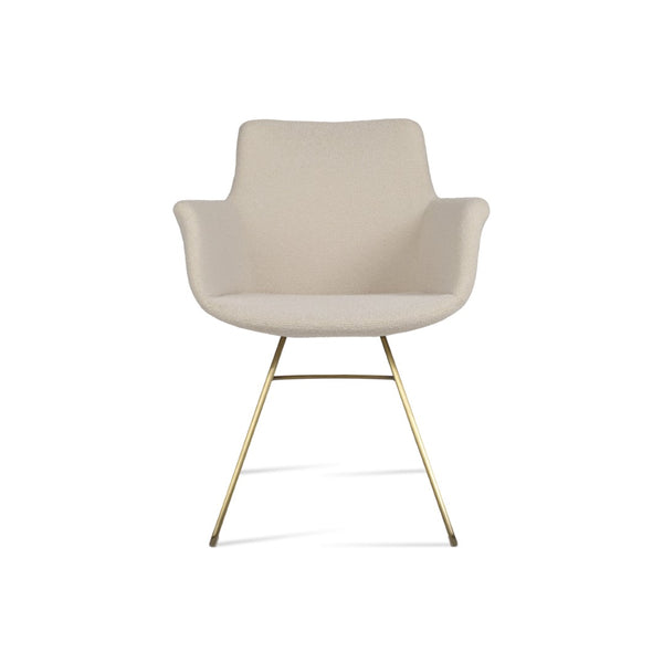 Soho Concept Bottega Arm Office Chair - Stylish Comfort With Adjustable Height, Premium Fabrics & 10-year Warranty Brass,White  Soho-concept-dining-chair-01501