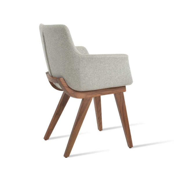 Soho Concept Bottega Arm Office Chair - Stylish Adjustable Dining Chair In Wool & Boucle Fabrics, 10-year Warranty Walnut,Silver  Soho-concept-dining-chair-01520