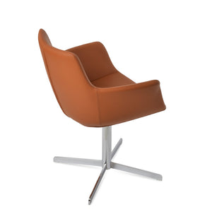 Soho Concept Bottega Arm Office Chair With Genuine Leather & Camira Yoredale Fabric - 10-year Guarantee, Stylish! Chrome  Soho-concept-dining-chair-01143