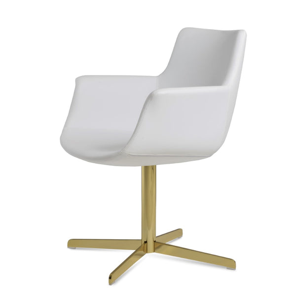 Soho Concept Bottega Arm Office Chair - Stylish Leatherette Dining Chair With Adjustable Heights & 2-year Guarantee Gold,White  Soho-concept-dining-chair-01144