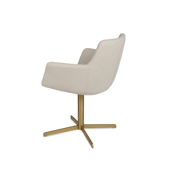 Soho Concept Bottega Arm (Large) Office Chair - Stylish Upholstered Dining Chair With 10-year Guarantee & Comfort Brass,White  Soho-concept-dining-chair-01133