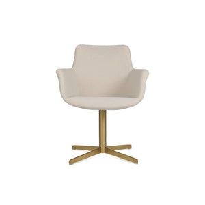 Soho Concept Bottega Arm (Large) Office Chair - Stylish Upholstered Dining Chair With 10-year Guarantee & Comfort Brass,White  Soho-concept-dining-chair-01133