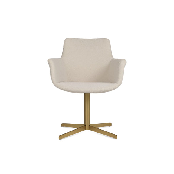 Soho Concept Bottega Arm (Large) Office Chair - Stylish Upholstered Dining Chair With 10-year Guarantee & Comfort Brass,White  Soho-concept-dining-chair-01133
