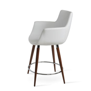 Soho Concept Bottega Adjustable Arm Barstools & Counterstools - Stylish Leatherette, 2-year Guarantee, Made In Turkiye Walnut,White  Soho-concept-dining-chair-07468