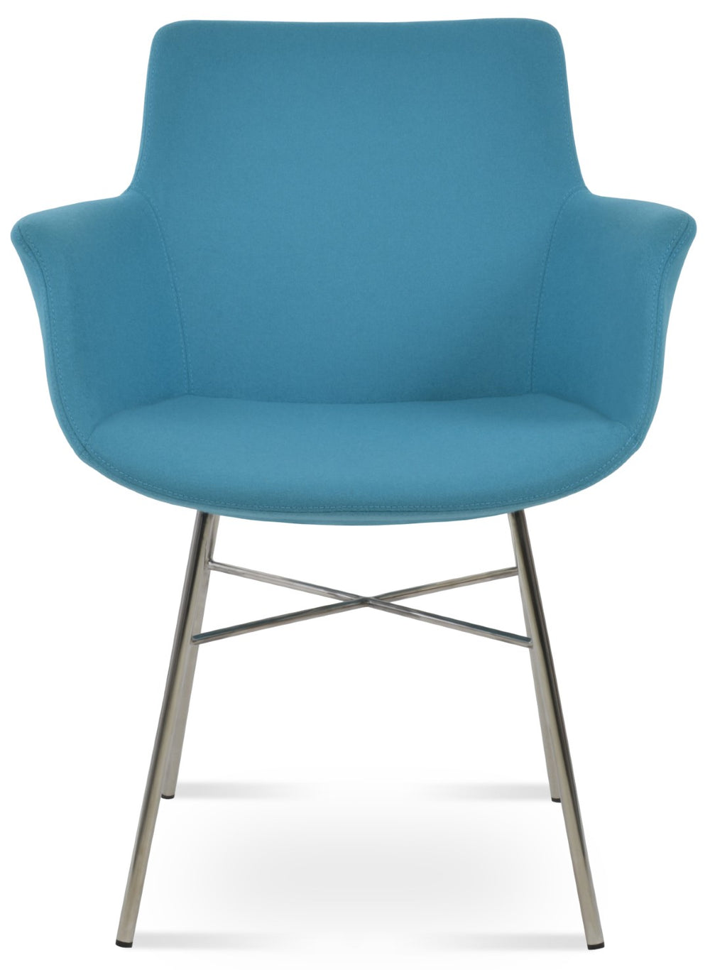 Soho Concept Bottega Arm Large Office Chair - Stylish Chrome Base, Versatile Heights, 10-year Fabric Guarantee! Walnut,Silver  Soho-concept-dining-chair-01450