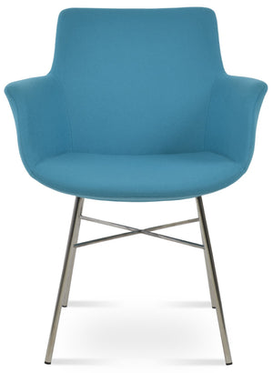 Soho Concept Bottega Arm Large Office Chair - Stylish Chrome Base, Versatile Heights, 10-year Fabric Guarantee! Turquoise  Soho-concept-dining-chair-01214