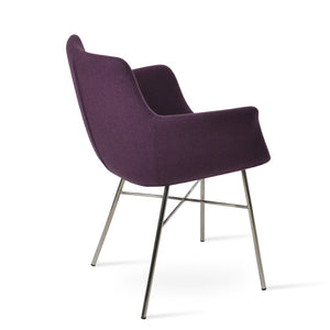 Soho Concept Bottega Arm Large Office Chair - Stylish Chrome Base, Versatile Heights, 10-year Fabric Guarantee! Deep Maroon  Soho-concept-dining-chair-01213