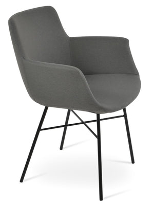 Soho Concept Bottega Arm (Large) Office Chair - Stylish Upholstered Dining Chair With 10-year Guarantee & Comfort Black,Grey  Soho-concept-dining-chair-01217