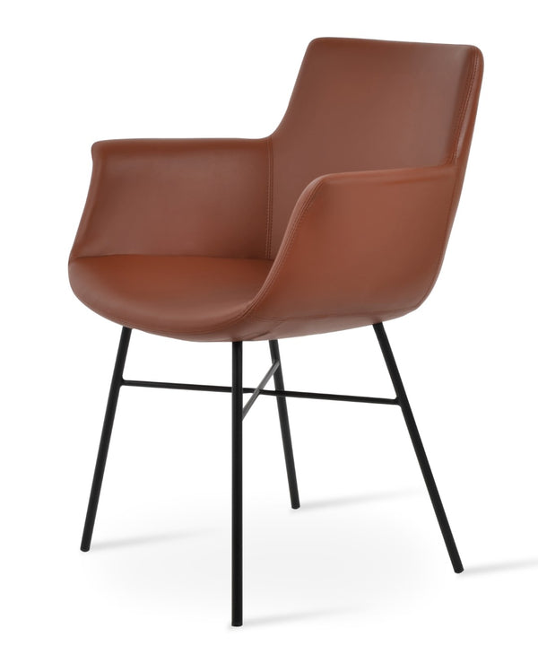 Soho Concept Bottega Arm (Large) Office Chair – Stylish Leatherette Design With Steel Base & 2-year Warranty Black  Soho-concept-dining-chair-01208