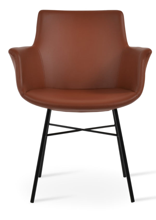 Soho Concept Bottega Arm (Large) Office Chair – Stylish Leatherette Design With Steel Base & 2-year Warranty Black  Soho-concept-dining-chair-01209