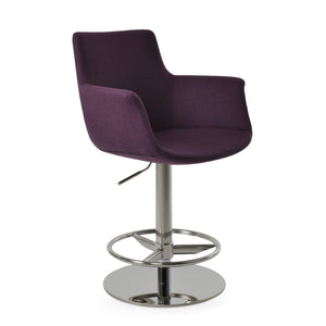 Soho Concept Bottega Arm Barstools & Counterstools - Ergonomic Comfort With 10-year Guarantee, Dark Grey & Walnut Polished Steel Deep Maroon  Soho-concept-dining-chair-07470