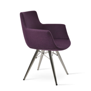 Soho Concept Bottega Arm Large Office Chair - Stylish Chrome Base, Versatile Heights, 10-year Fabric Guarantee! Deep Maroon  Soho-concept-dining-chair-01352