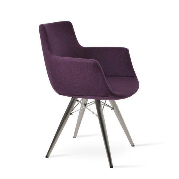 Soho Concept Bottega Arm Large Office Chair - Stylish Chrome Base, Versatile Heights, 10-year Fabric Guarantee! Deep Maroon  Soho-concept-dining-chair-01352