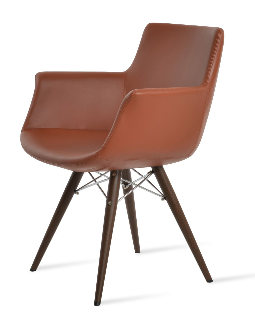 Soho Concept Bottega Arm Mw Dining Chair - Elegant Walnut Veneer & Cinnamon Leatherette For Stylish Comfort Walnut  Soho-concept-dining-chair-01356
