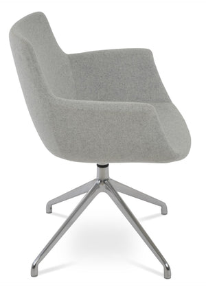 Soho Concept Bottega Arm Large Office Chair - Stylish Chrome Base, Versatile Heights, 10-year Fabric Guarantee! Silver  Soho-concept-dining-chair-01418