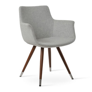 Soho Concept Bottega Arm Large Office Chair - Stylish Chrome Base, Versatile Heights, 10-year Fabric Guarantee! Walnut,Silver  Soho-concept-dining-chair-01450