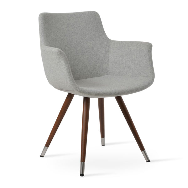 Soho Concept Bottega Arm Large Office Chair - Stylish Chrome Base, Versatile Heights, 10-year Fabric Guarantee! Walnut,Silver  Soho-concept-dining-chair-01450