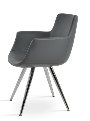 Soho Concept Bottega Arm Office Chair - Stylish Leatherette Dining Chair With Adjustable Heights & 2-year Guarantee Chrome,Grey  Soho-concept-dining-chair-01434