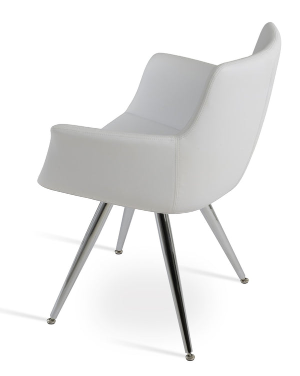 Soho Concept Bottega Arm Office Chair - Stylish Leatherette Dining Chair With Adjustable Heights & 2-year Guarantee Chrome,White  Soho-concept-dining-chair-01435