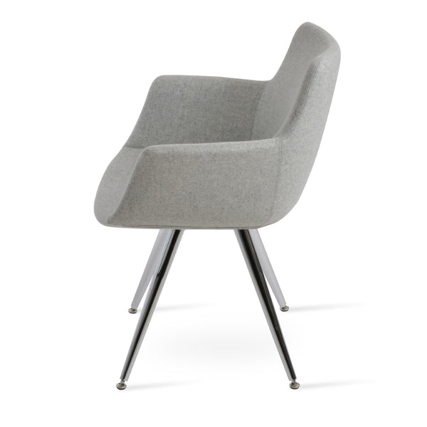 Soho Concept Bottega Arm Office Chair - Stylish Adjustable Dining Chair In Wool & Boucle Fabrics, 10-year Warranty Chrome,Silver  Soho-concept-dining-chair-01436