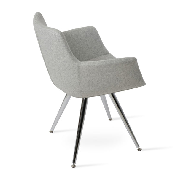 Soho Concept Bottega Arm Office Chair - Stylish Adjustable Dining Chair In Wool & Boucle Fabrics, 10-year Warranty Chrome,Silver  Soho-concept-dining-chair-01436