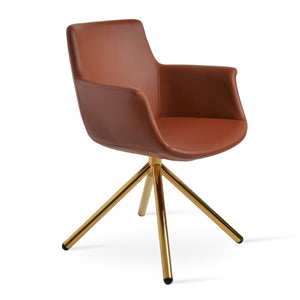 Soho Concept Bottega Arm (Large) Office Chair – Stylish Leatherette Design With Steel Base & 2-year Warranty Gold  Soho-concept-dining-chair-01465