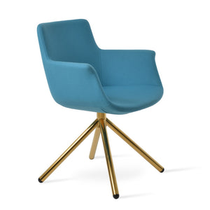 Soho Concept Bottega Arm Office Chair - Stylish Adjustable Dining Chair In Wool & Boucle Fabrics, 10-year Warranty Gold,Turquoise  Soho-concept-dining-chair-01464