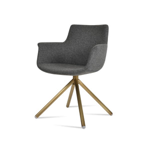 Soho Concept Bottega Arm Large Office Chair - Stylish Chrome Base, Versatile Heights, 10-year Fabric Guarantee! Brass,Dark Grey  Soho-concept-dining-chair-01456