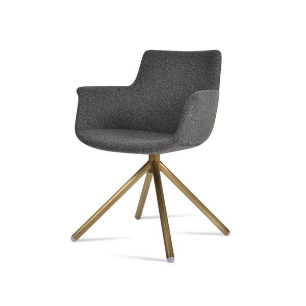 Soho Concept Bottega Arm Large Office Chair - Stylish Chrome Base, Versatile Heights, 10-year Fabric Guarantee! Brass,Dark Grey  Soho-concept-dining-chair-01456
