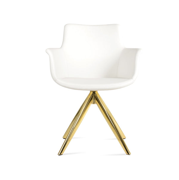 Soho Concept Bottega Arm Office Chair - Stylish Leatherette Dining Chair With Adjustable Heights & 2-year Guarantee Gold,White  Soho-concept-dining-chair-01474