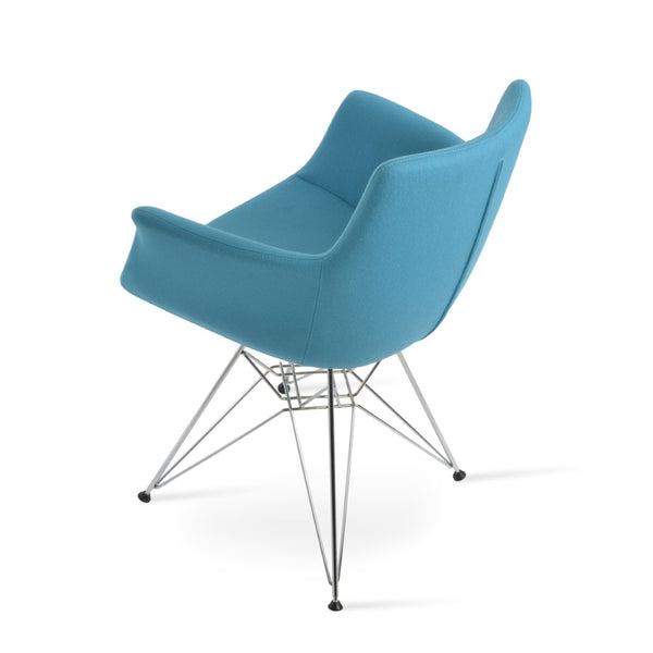 Soho Concept Bottega Arm Office Chair - Stylish Adjustable Dining Chair In Wool & Boucle Fabrics, 10-year Warranty Chrome,Turquoise  Soho-concept-dining-chair-01495