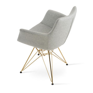 Soho Concept Bottega Arm Office Chair - Stylish Adjustable Dining Chair In Wool & Boucle Fabrics, 10-year Warranty Gold,Brass,Silver  Soho-concept-dining-chair-01496