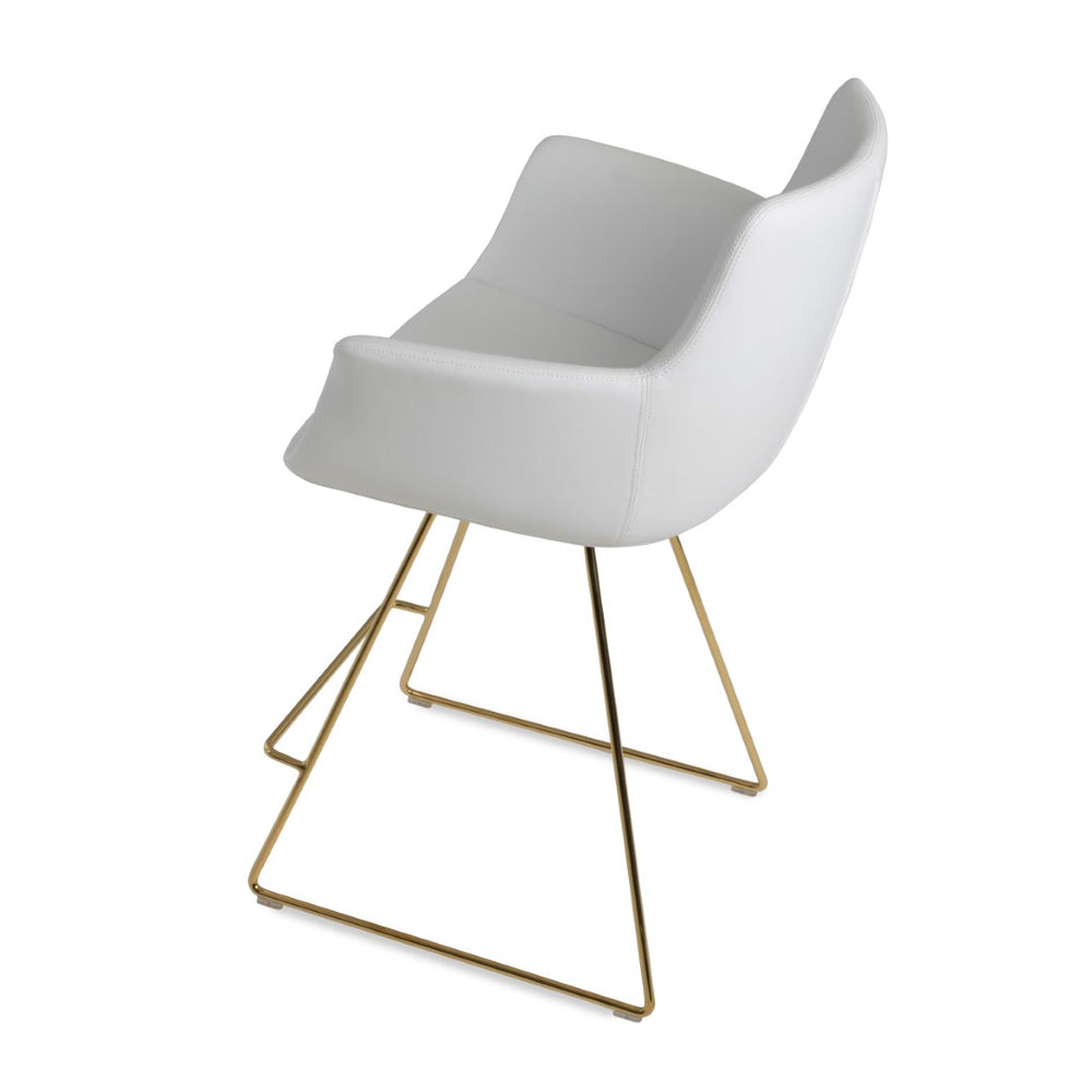 Soho Concept Bottega Arm Barstools & Counterstools - Ergonomic Leatherette Seating With Soft Gold Accents Gold,White  Soho-concept-dining-chair-10638