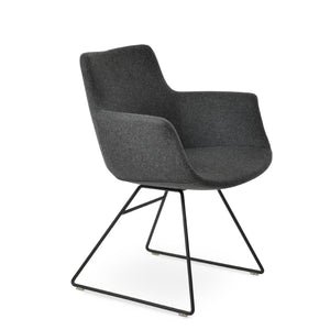 Soho Concept Bottega Arm Office Chair - Stylish Adjustable Dining Chair In Wool & Boucle Fabrics, 10-year Warranty Black,Dark Grey  Soho-concept-dining-chair-01504