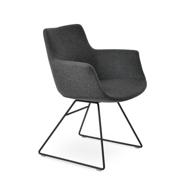 Soho Concept Bottega Arm Office Chair - Stylish Adjustable Dining Chair In Wool & Boucle Fabrics, 10-year Warranty Black,Dark Grey  Soho-concept-dining-chair-01504