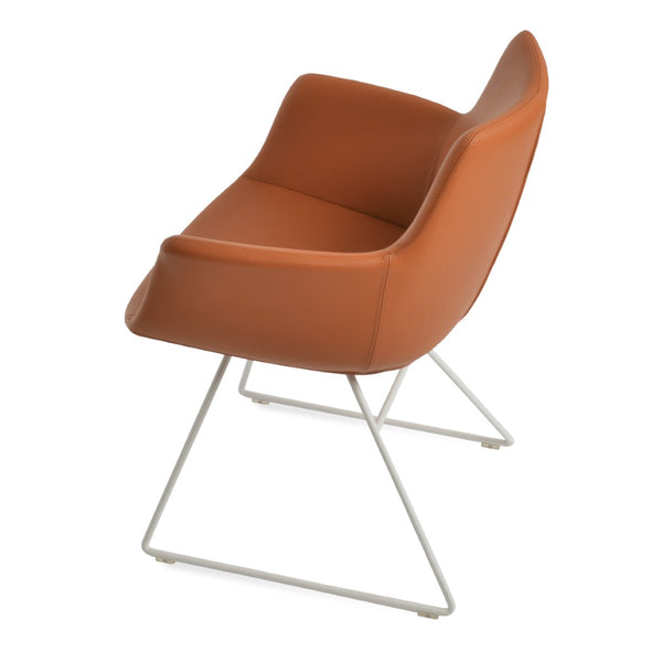 Soho Concept Bottega Arm Office Chair With Genuine Leather & Camira Yoredale Fabric - 10-year Guarantee, Stylish! Chrome  Soho-concept-dining-chair-01507