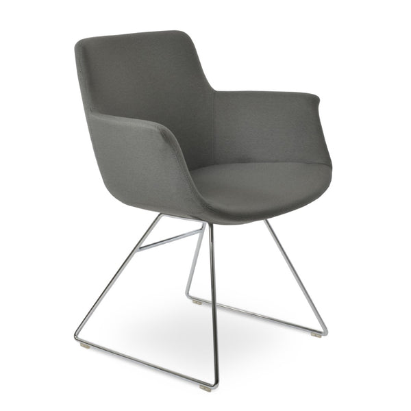 Soho Concept Bottega Arm (Large) Office Chair - Stylish Upholstered Dining Chair With 10-year Guarantee & Comfort Chrome,Grey  Soho-concept-dining-chair-01506