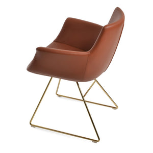 Soho Concept Bottega Arm (Large) Office Chair – Stylish Leatherette Design With Steel Base & 2-year Warranty Gold  Soho-concept-dining-chair-01512