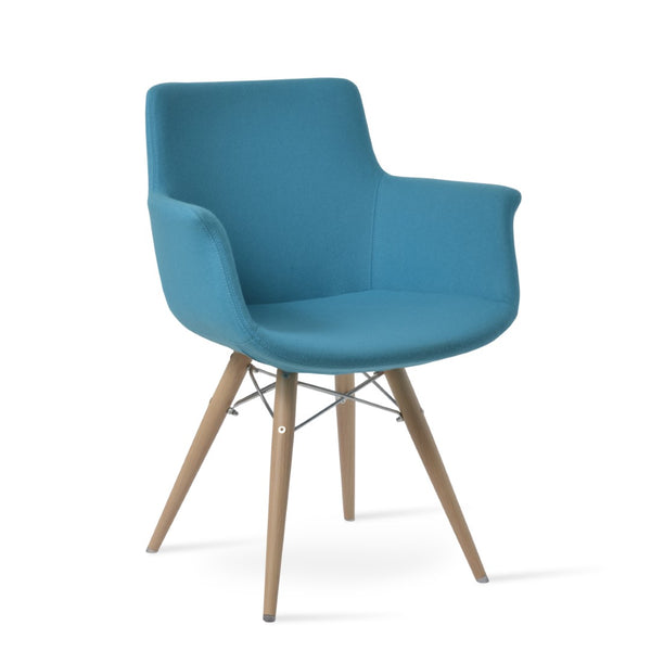 Soho Concept Bottega Arm Office Chair - Stylish Adjustable Dining Chair In Wool & Boucle Fabrics, 10-year Warranty Turquoise  Soho-concept-dining-chair-01155